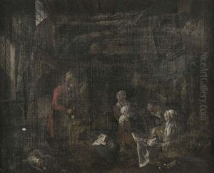 Interior With Figures by Josef van Aken