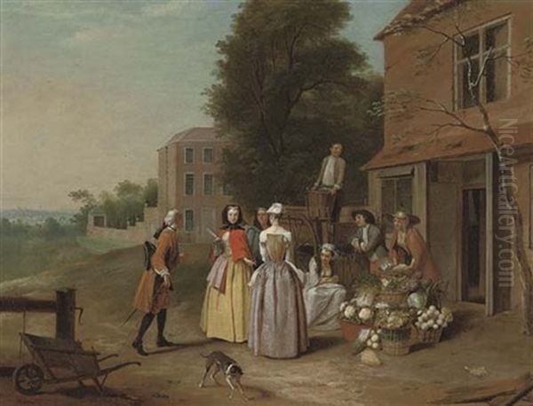 Elegant Company At A Vegetable Stall - view 1