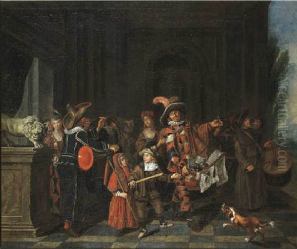 A Theater Company In A Portico, A Landscape Beyond - view 1