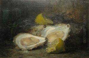 Stilleven Met Oesters En Citroen by Leo Van Aken