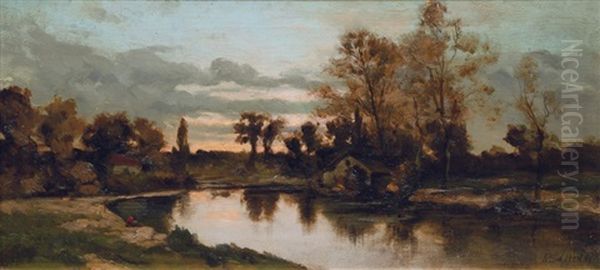 River Landscape In The Evening - view 1