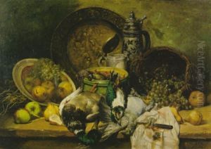Stilleben Mit Obst Und Geflugel by Leo Van Aken