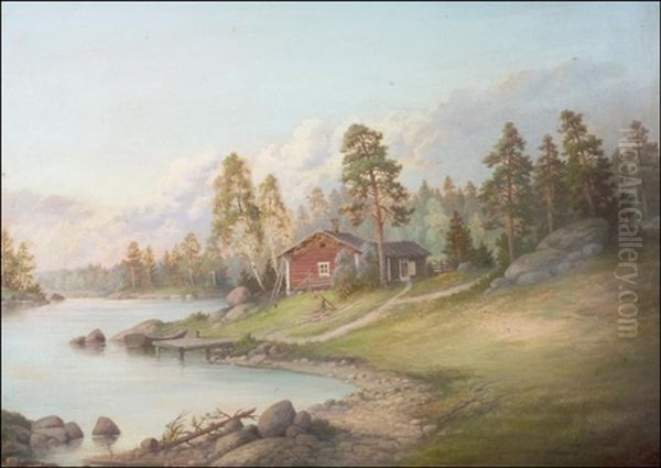 Punainen Torppa Jarven Rannalla - view 1