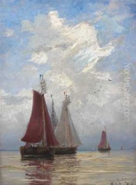 Hollandske Fiskerbaade Udenfor Kysten - view 1