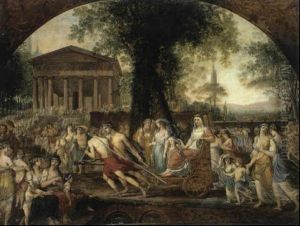 Cleobes Och Biton Draga Til Juno Tempel Deras Moder by Jonas Akerstrom