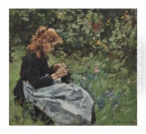 Afternoon In The Garden by Johannes Evert Hendrik Akkeringa