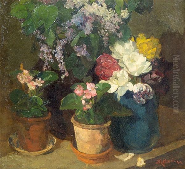 Still Life With Lilacs, Begonias And Tulips - view 1