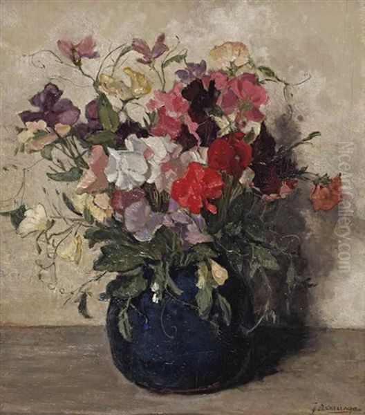 Lathyrus In A Blue Vase - view 1