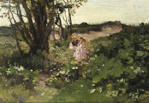 Children Playing In The Dunes by Johannes Evert Hendrik Akkeringa