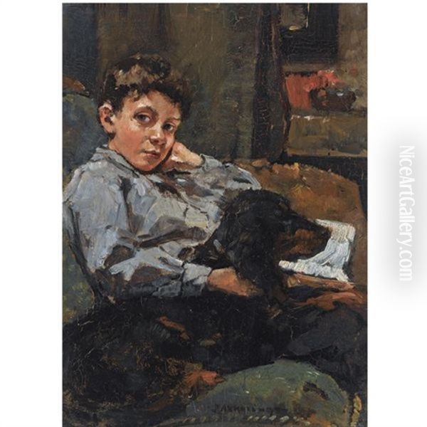 A Portrait Of A Boy And His Dog - view 1
