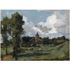 A Summer Landscape With A Village In The Distance, Possibly Heelsum A Summer Landscape With A Village In The Distance, Possibly Heelsum