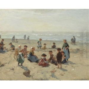 A Sunny Day At The Beach by Johannes Evert Hendrik Akkeringa