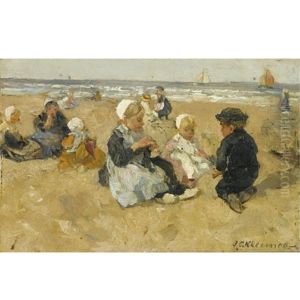 A Day At The Beach by Johannes Evert Hendrik Akkeringa