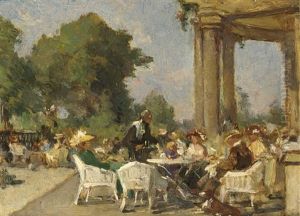 Afternoon Tea, Boschhek, The Hague by Johannes Evert Hendrik Akkeringa
