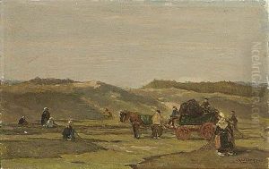 Netmenders In The Dunes by Johannes Evert Hendrik Akkeringa