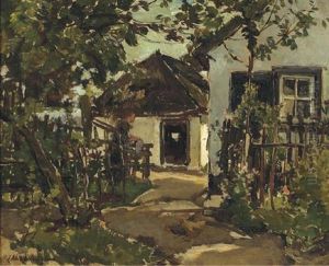 By The White Farmhouse by Johannes Evert Hendrik Akkeringa