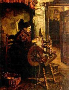 A Peasant Woman At A Spinning Weel