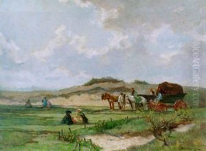 Fisherfolk In The Dunes by Johannes Evert Hendrik Akkeringa