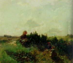 Children Playing In The Dunes by Johannes Evert Hendrik Akkeringa