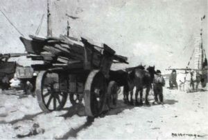 Figures With A Horse-drawn Cart On The Beach by Johannes Evert Hendrik Akkeringa