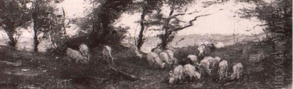 A Resting Shepherd With His Flock - view 1