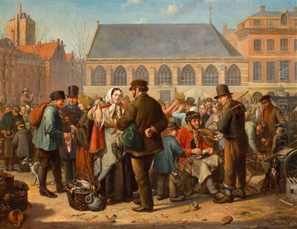 Multitude Of Figures On The Nieuwe Markt In Rotterdam - view 1