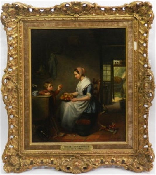 Mother And Child In A Cottage Interior - view 1