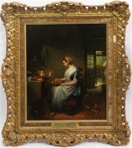 Mother And Child In A Cottage Interior by Jacob Akkersdijk