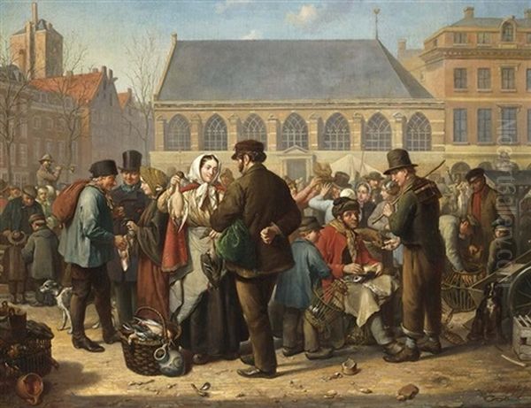 Many Figures On The Nieuwe Markt In Rotterdam - view 1