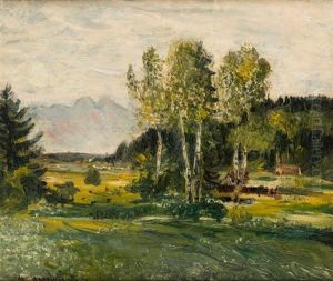 Landscape With Birches by Manuil Aladzhalov