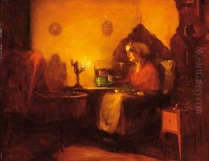 Interior With Woman In Regional Dress by Max Alandt