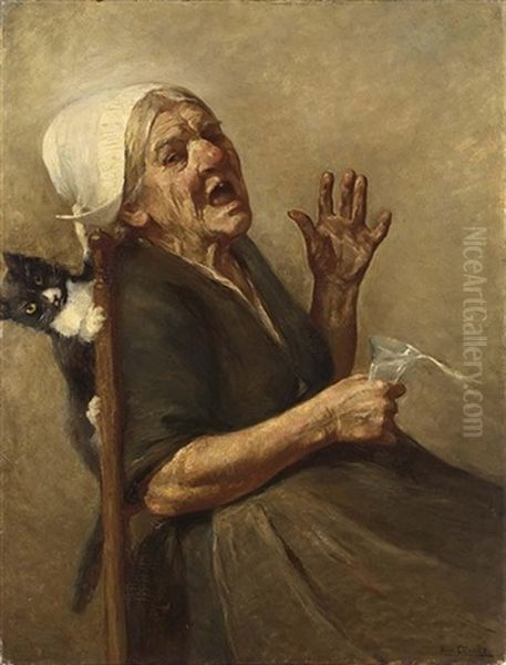 An Elderly Lady Frightened By A Cat - view 1