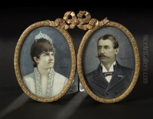Miniature Portrait Of A Man And Wife by Alexandre Alaux