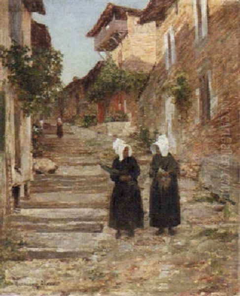 Breton Women On A Village Street - view 1