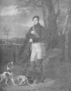 Portrait De Chasseur Sur Fond De Paysage by Jean Paul Alaux