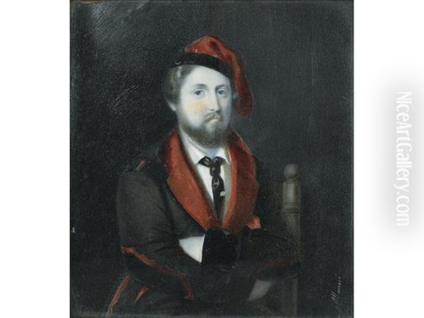 Henri Charles Ferdinand Marie Dieudonne D'artois, Duc De Bordeaux, And Comte De Chambord (1820-1883), Seated And Wearing Brown Smoking Jacket With Red Lapels And Black Velvet Arm Pads - view 1