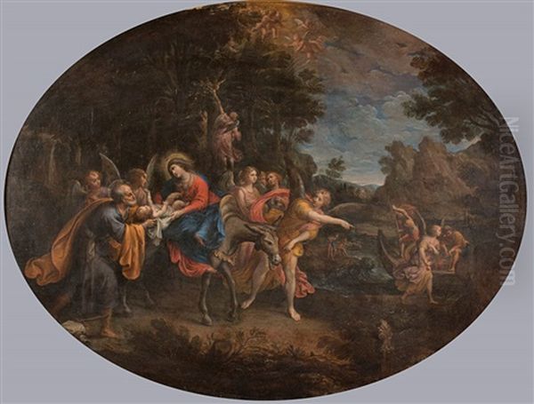 The Holy Family's Flight Into Egypt Accompanied By Hosts Of Angels - view 1