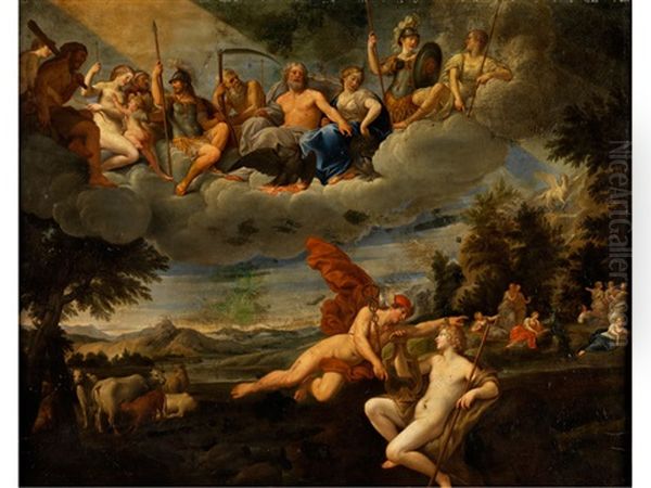 Merkur Und Apollo In Arkadischer Landschaft - view 1