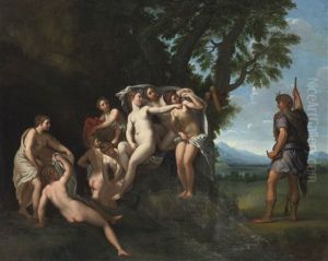 Actaeon Surprising Diana And Her Nymphs by Francesco Albani