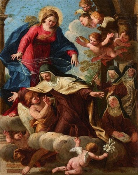 La Vierge Et Sainte Claire Entourees D'anges - view 1