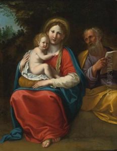 The Holy Family In A Landscape by Francesco Albani