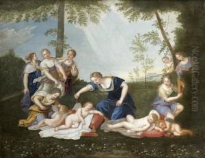 Les Amours Desarmes Par Les Nymphes De Diane by Francesco Albani