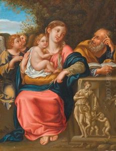 Heilige Familie Bei Der Rast Auf Der Flucht Nach Agypten by Francesco Albani