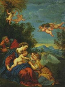 The Holy Family With Angels by Francesco Albani