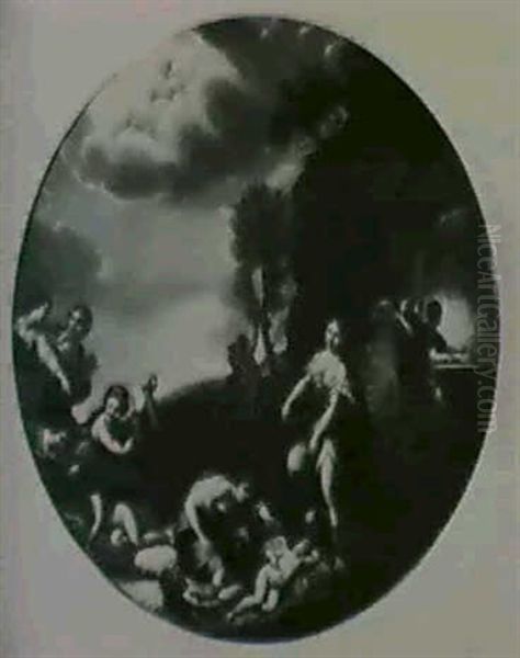 Venus Dans La Forge De Vulcain                              Diane Et Ses Nymphes (2 Toiles Rondes) - view 1