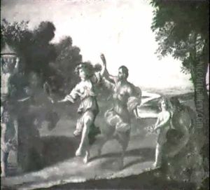 Satyrs And Nymphs Dancing In An Arcadian Landscape by Francesco Albani