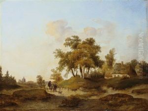 Norddeutsche Landschaft Mit Bauernkaten Und Einem Reiter by Anton Albers the Elder