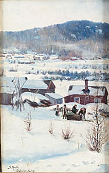 Vinterlandskap Med Figurer - view 1