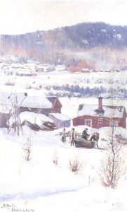 Soligt Vinterlandskap Med Gard by Gustaf Albert
