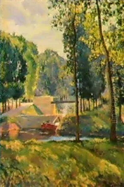 Sydfranskt Sommarlandskap Med Vattendrag Och Sluss - view 1